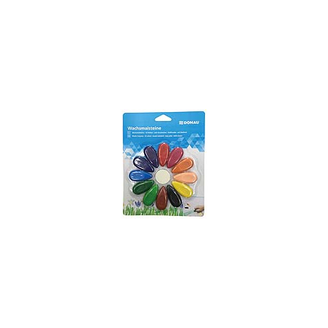 Pastelli a cera a gocce Donau in blister da 12 pezzi in colori assortiti - 330205